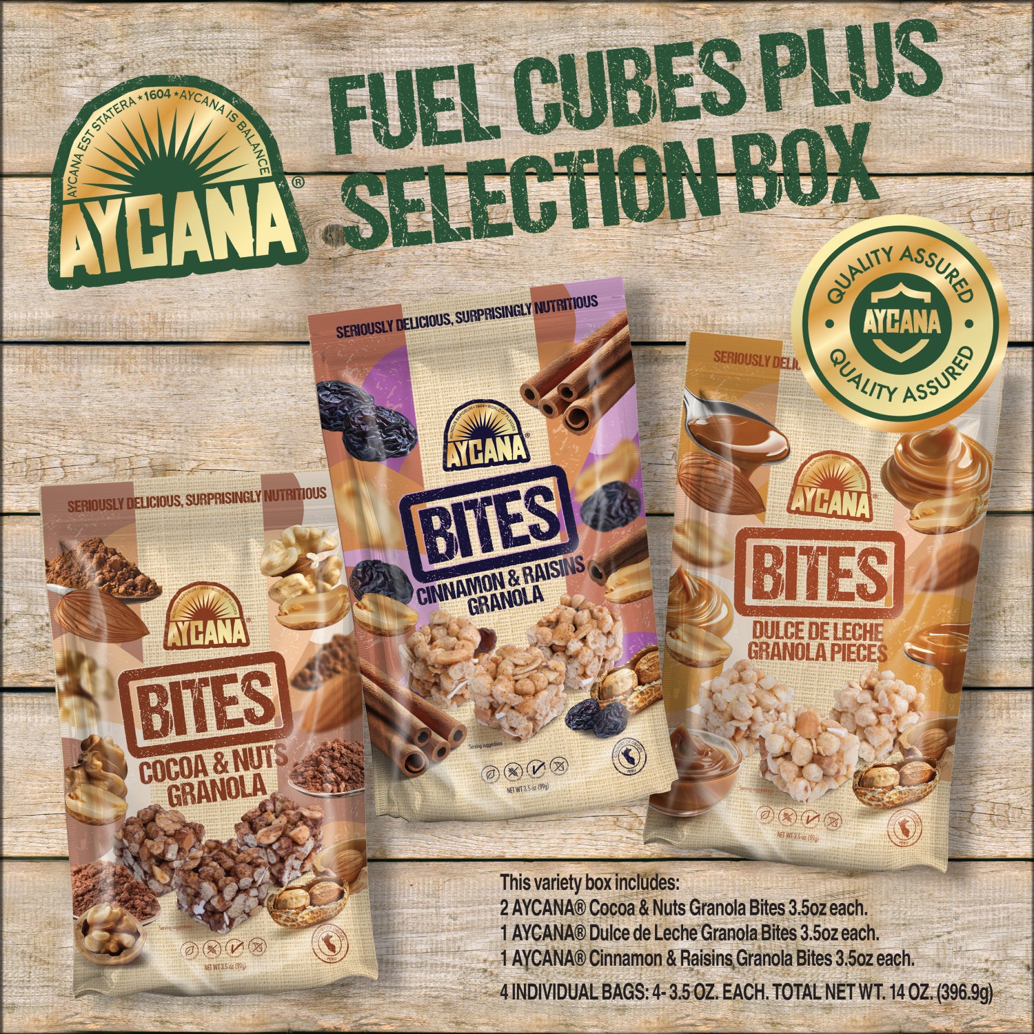 AYCANA Fuel Cubes Plus Granola Bites Variety Box, 4 Family Size